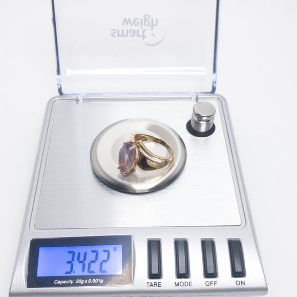 10K Yellow Gold Lavender Quartz Marquise Ring | Size 5 - Picture 16 of 16